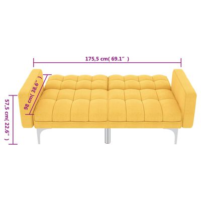 vidaXL izvelkams dīvāns, dzeltens audums