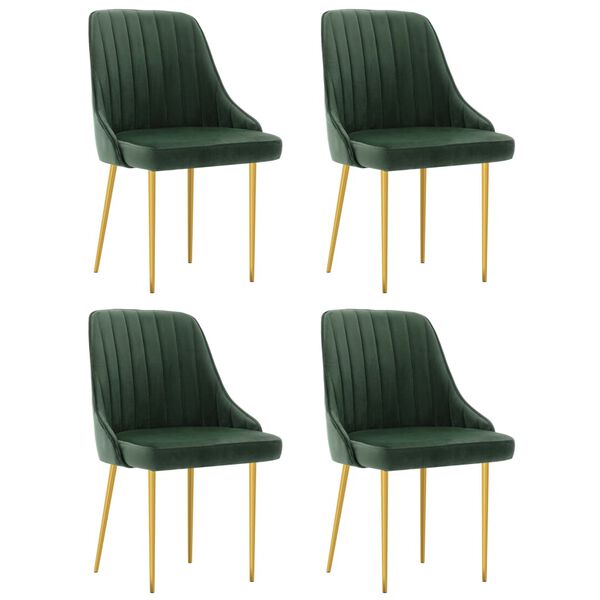 vidaXL virtuves krēsli, 4 gab., tum&scaron;i zaļ&scaron; samts