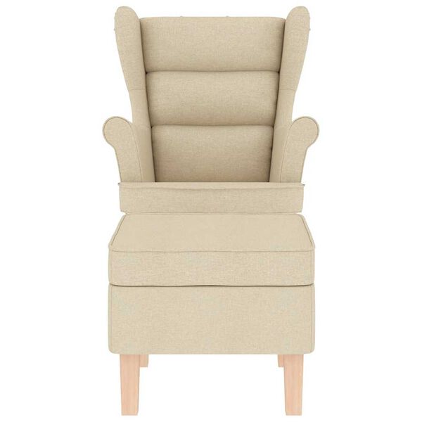 vidaXL &scaron;ūpuļkrēsls ar kājsoliņu, krēmkrāsas audums