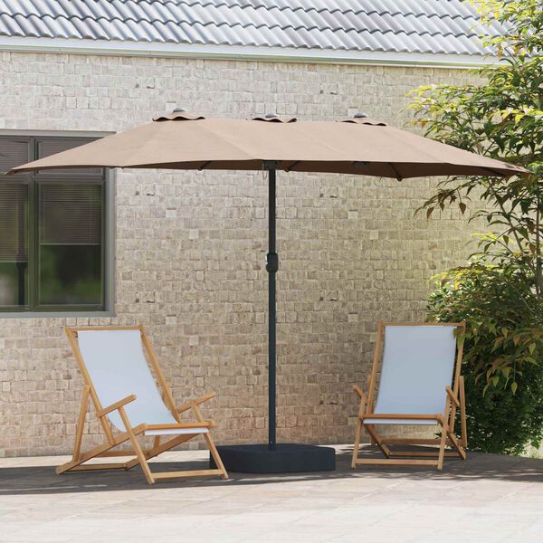 vidaXL Dārza parasols Pelēkbrūna 385 x 209 x 244 cm Poliesters