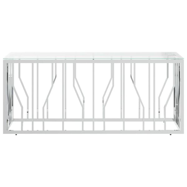 vidaXL kafijas galdiņš, 110x45x45 cm, nerūsējošs tērauds un stikls