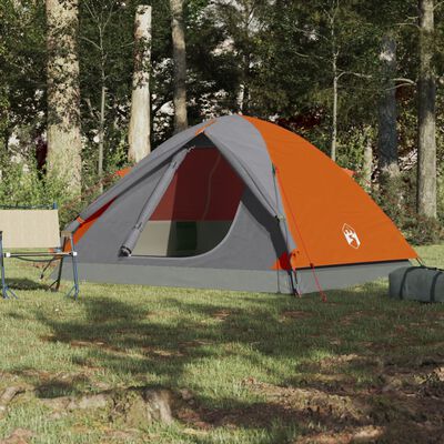 vidaXL kempinga telts, 6 personām, pelēka, oranža, ūdensizturīga