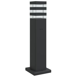 vidaXL āra grīdas lampa ar kontaktligzdu, melns, 50 cm, alumīnijs