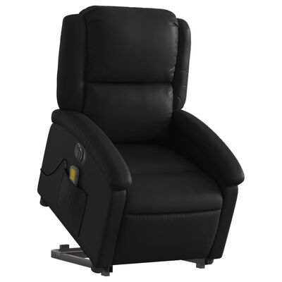 vidaXL elektrisks masāžas krēsls paceļams/atgāžams, melna mākslīgā āda
