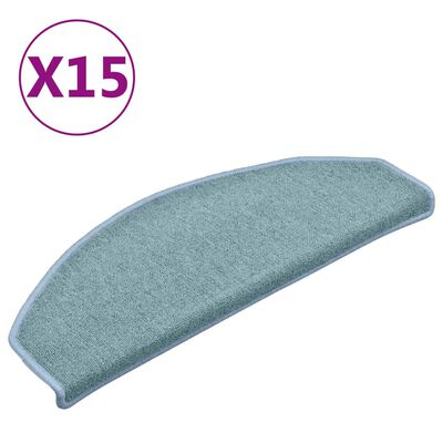 vidaXL kāpņu paklāji, 15 gab., 65x24x4 cm, zili