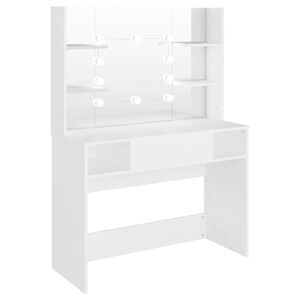 vidaXL kosmētikas galds ar LED gaismām, 100x40x135 cm, MDF, balts