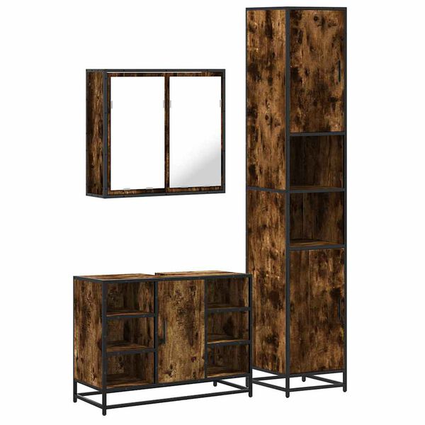 vidaXL 3-daļīgs vannasistabas mēbeļu komplekts, ozolkoka krāsa