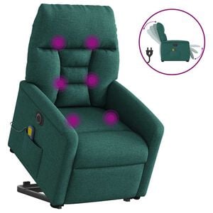 vidaXL elektrisks masāžas krēsls, paceļams, atgāžams, zaļ&scaron; audums