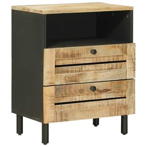 vidaXL Naktsgaldiņ&scaron; Brūns un melns 50 x 33 x 60 cm Cieta mango koksne