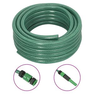 vidaXL dārza &scaron;ļūtene ar savienojumiem, zaļa, 0,5", 10 m, PVC
