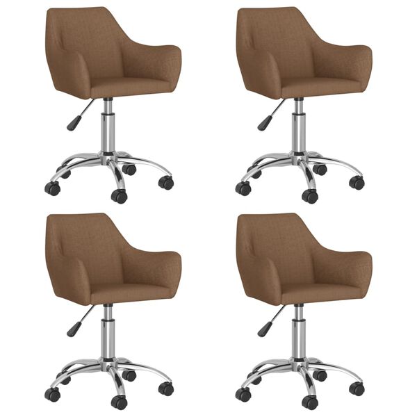 vidaXL grozāmi virtuves krēsli, 4 gab., brūns audums