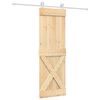 vidaXL Slīdo&scaron;ās durvis Dabisks un balts 70 x 210 cm Cieta priedes koks