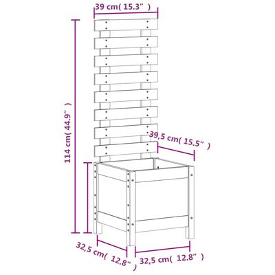 vidaXL dārza puķu kaste, melna, 39x39,5x114 cm, priedes masīvkoks