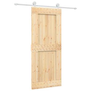 vidaXL Slīdo&scaron;ās durvis Dabisks un balts 85 x 210 cm Cieta priedes koks