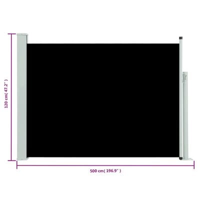 vidaXL izvelkama sānu markīze, 117x500 cm, melna