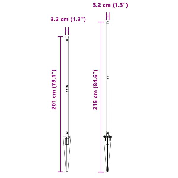 vidaXL Žoga āķis Cits 52 pcs Pelēka 3,2 x 3,2 x 170 cm Tērauds