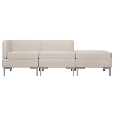 vidaXL trīsdaļīgs dīvānu komplekts, krēmkrāsas audums