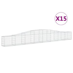 vidaXL arkveida gabiona grozi, 15 gb., 400x30x40/60 cm, cinkota dzelzs
