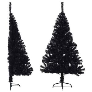 vidaXL mākslīgā Ziemassvētku egle ar statīvu, pusapaļa, 120 cm, melna