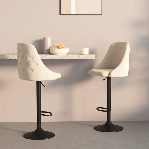 vidaXL bāra krēsli, 2 gab., krēmkrāsas samts