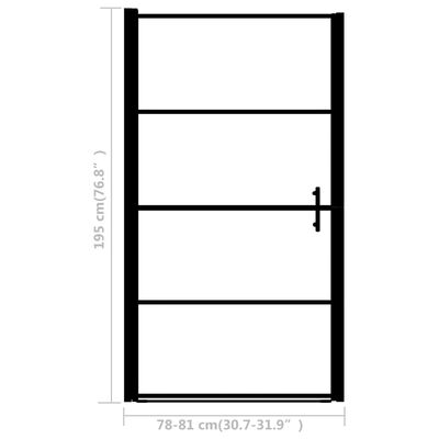 vidaXL dušas durvis, matēts rūdītais stikls, 81x195 cm, melnas