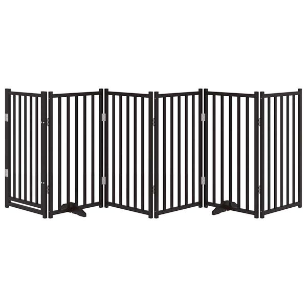 vidaXL suņu vārti ar durvīm salokāmi 6 paneļi 300 cm egles masīvkoks