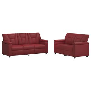 vidaXL Dīvānu komplekts 2 pcs Vīna sarkans Mākslīgā āda