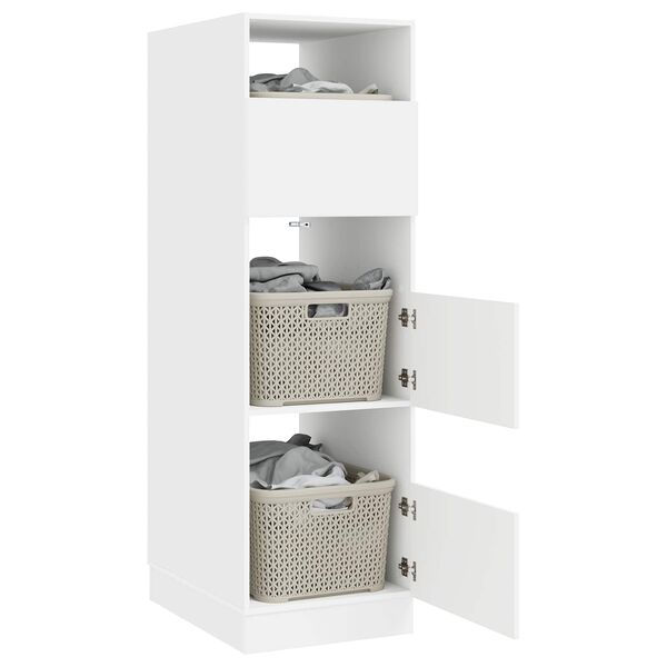 vidaXL Veļas skapis ar uzglabā&scaron;anu ar durvīm Balts Inženierijas koks