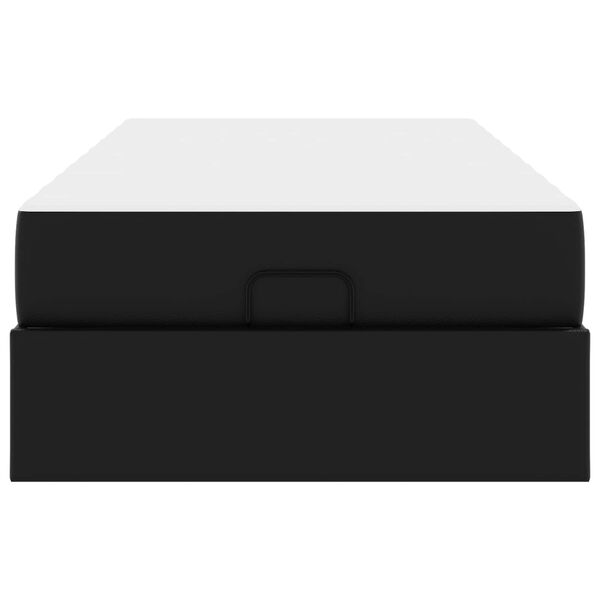 vidaXL Gultas rāmis ar matraci ar matraci 2 pcs Melna PVC