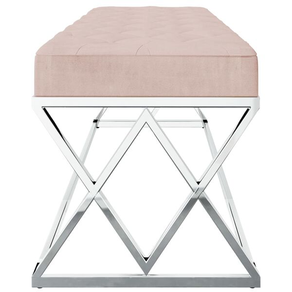 vidaXL sols, rozā samts un nerūsējo&scaron;s tērauds