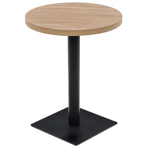 vidaXL bistro galds, 60x75 cm, apaļ&scaron;, MDF, tērauds, ozolkoka krāsā