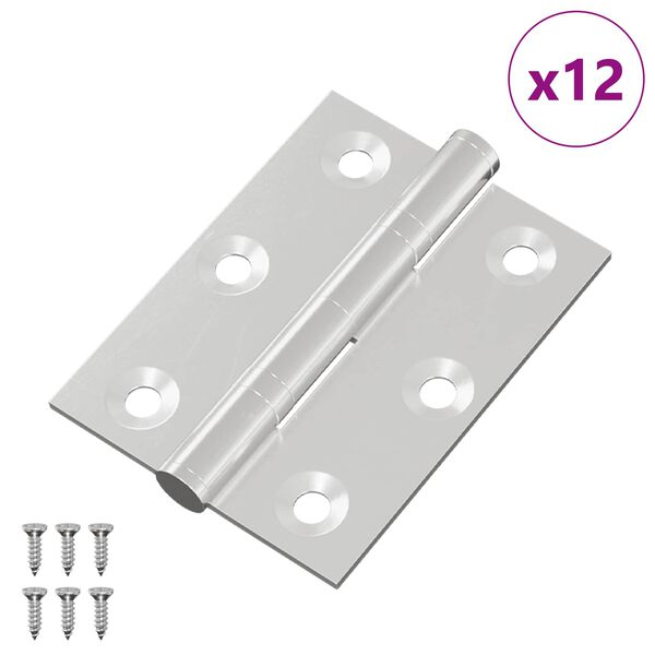 vidaXL Eņģe 12 pcs Sudraba 50 x 38 x 1,3 mm Tērauds