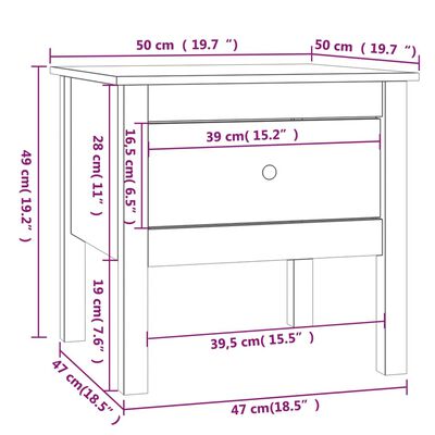 vidaXL galdiņi, 2 gab., 50x50x49 cm, priedes masīvkoks