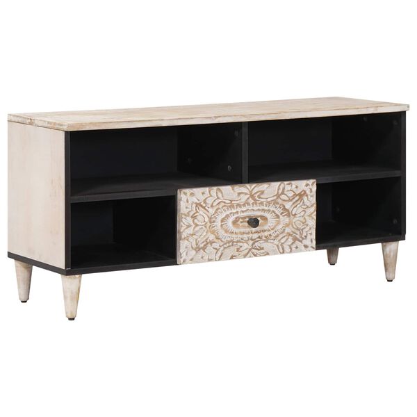 vidaXL Televizora skapī&scaron;a Balts 100 x 33,5 x 46 cm Cieta mango koksne