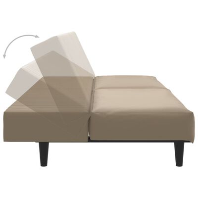vidaXL 2-vietīga dīvāngulta, kapučīno krāsas mākslīgā āda