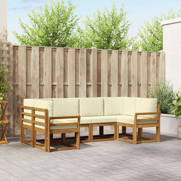 vidaXL Āra dīvānu komplekts ar spilvenu 6 pcs Dabisks un krējuma