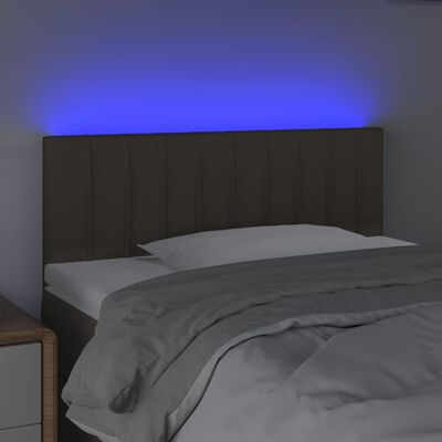 vidaXL gultas galvgalis ar LED, 90x5x78/88 cm, pelēkbrūns audums