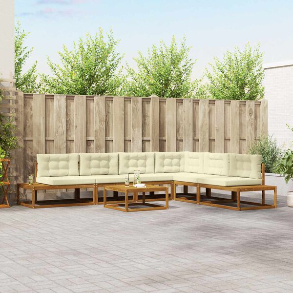 vidaXL Āra dīvānu komplekts 7 Gabals Dabisks un krējuma
