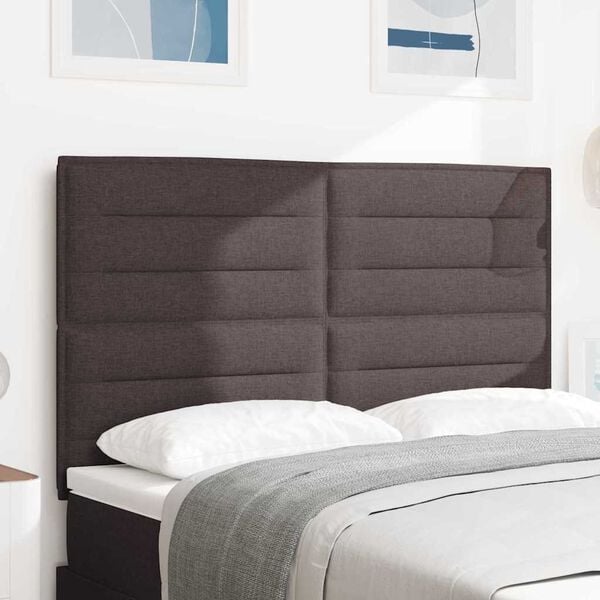 vidaXL LED gultas galva ar galvas klāju Tum&scaron;i brūna 160 cm Poliesters