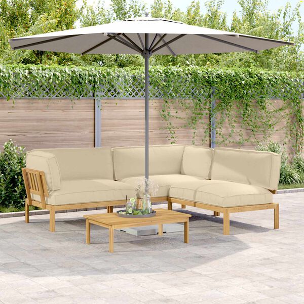 vidaXL Dīvānu komplekts ar spilvenu 4 pcs Bē&scaron;a Cietā akācijas koks