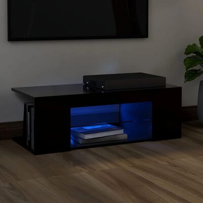 vidaXL TV galdiņš ar LED lampiņām, 90x39x30 cm, melns