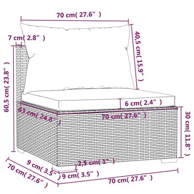 vidaXL 4-daļīgs dārza mēbeļu komplekts, matrači, melna PE rotangpalma