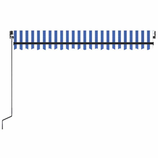 vidaXL izvelkama markīze ar LED, 450x300 cm, manuāla, zili balta