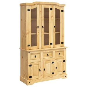vidaXL kumode Corona, medus brūna, 112x43x196 cm, priedes masīvkoks