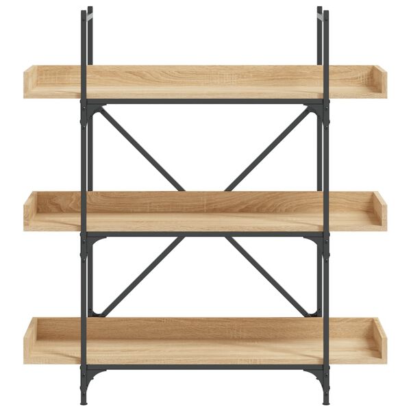 vidaXL grāmatu plaukts, 3 līmeņi, ozola krāsa, 100x33x108,5 cm, koks