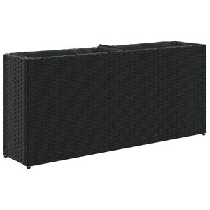 vidaXL dārza puķu kaste, 2 podi, 90x20x40 cm, melna PE rotangpalma