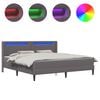 vidaXL Gultas rāmis ar matraci Pelēka 200 x 200 cm Mākslīgā āda