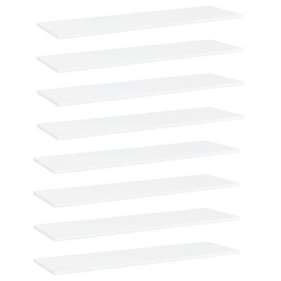 vidaXL plauktu dēļi, 8 gab., balti, 100x30x1,5 cm, skaidu plāksne