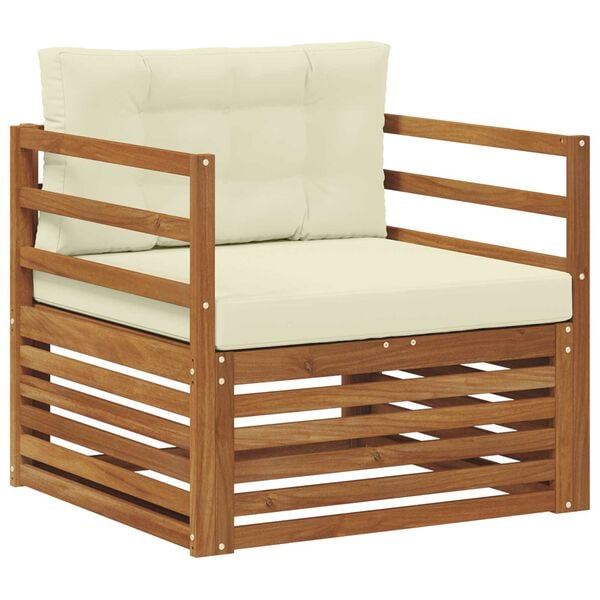 vidaXL Āra dīvānu komplekts Cieta akācijas koks un poliesters Dabiska