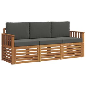 vidaXL Dīvāna komplekti 3 pcs Dabisks un antracīts Cietā akācijas koks